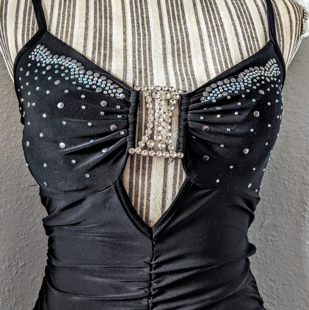 Detailed Black Mini Dress